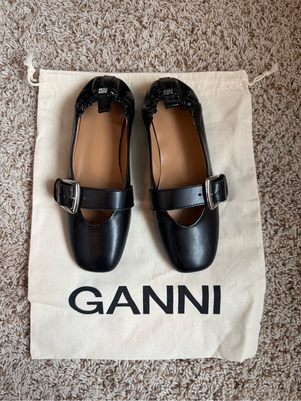 Ganni Butterfly Strap Ballet Flats - size EU 38/US 8 - Picture 2 of 4